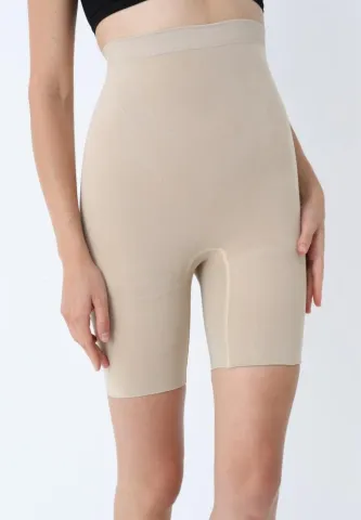 Burtieră scurtă modelatoare, talie înaltă, bej