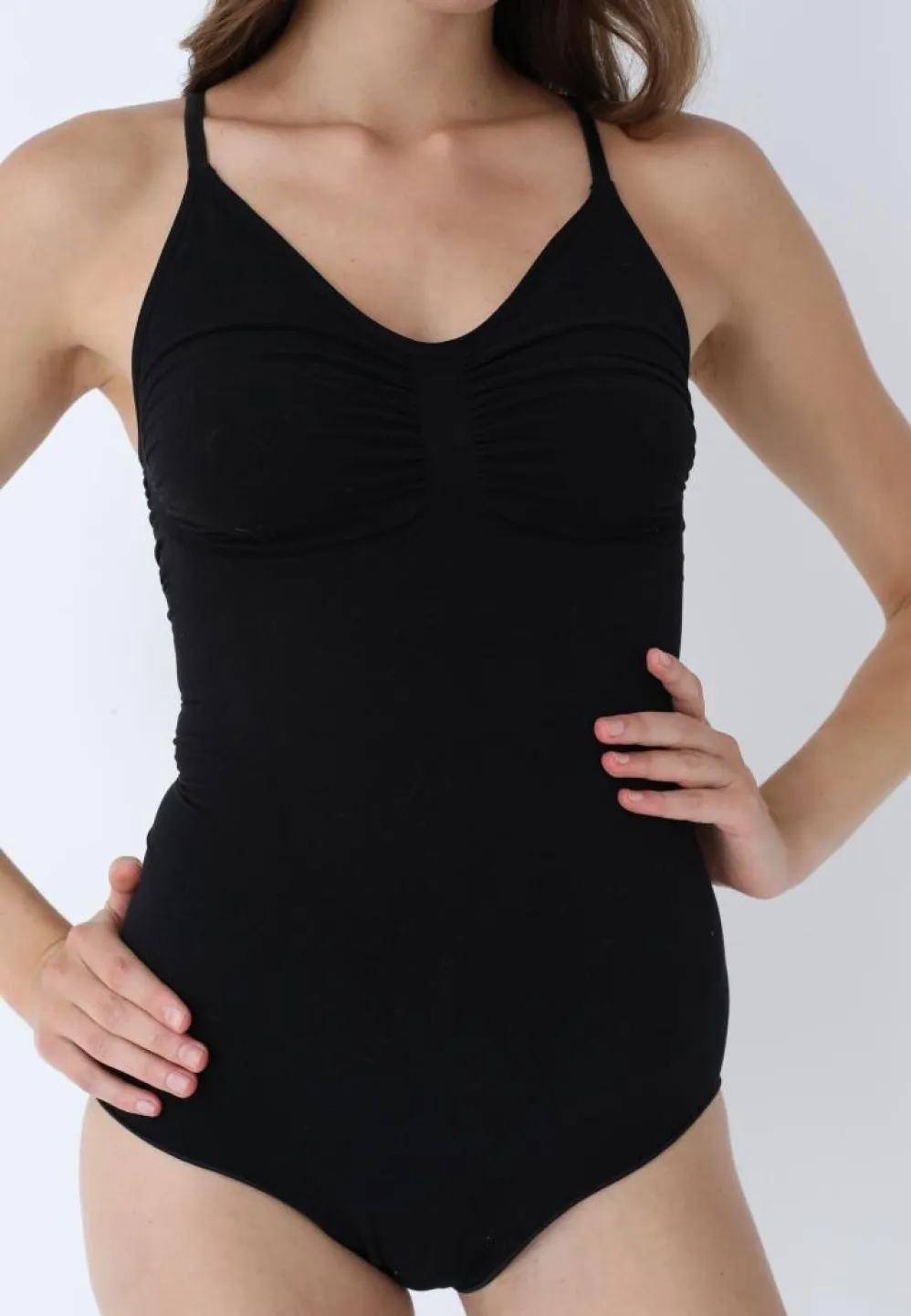 Body clasic Negru, modelator cu bretele ajustabile - 3
