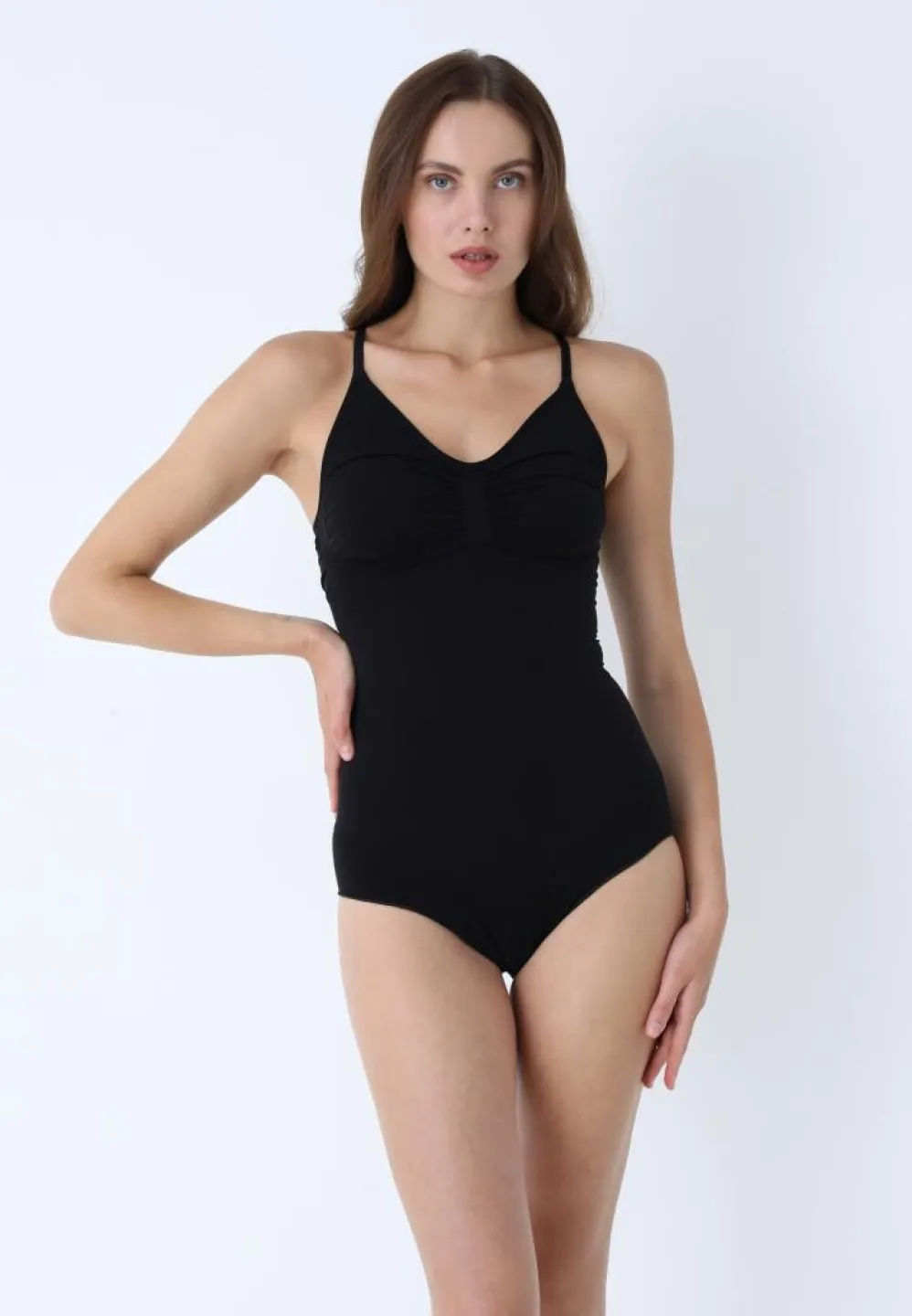 Body clasic Negru, modelator cu bretele ajustabile - 4