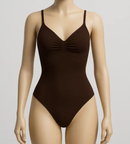 Body modelator maro, tanga, cu bretele subțiri reglabile