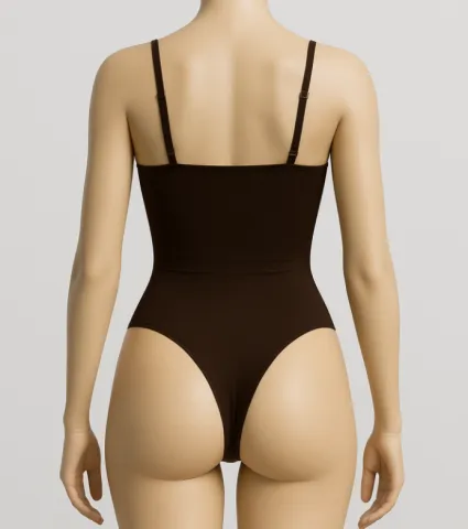 Body modelator maro, tanga, cu bretele subțiri reglabile hover