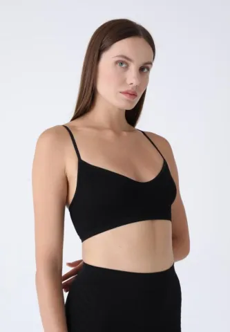 Bustieră negru pentru damă, bretele subțiri, fără push-up