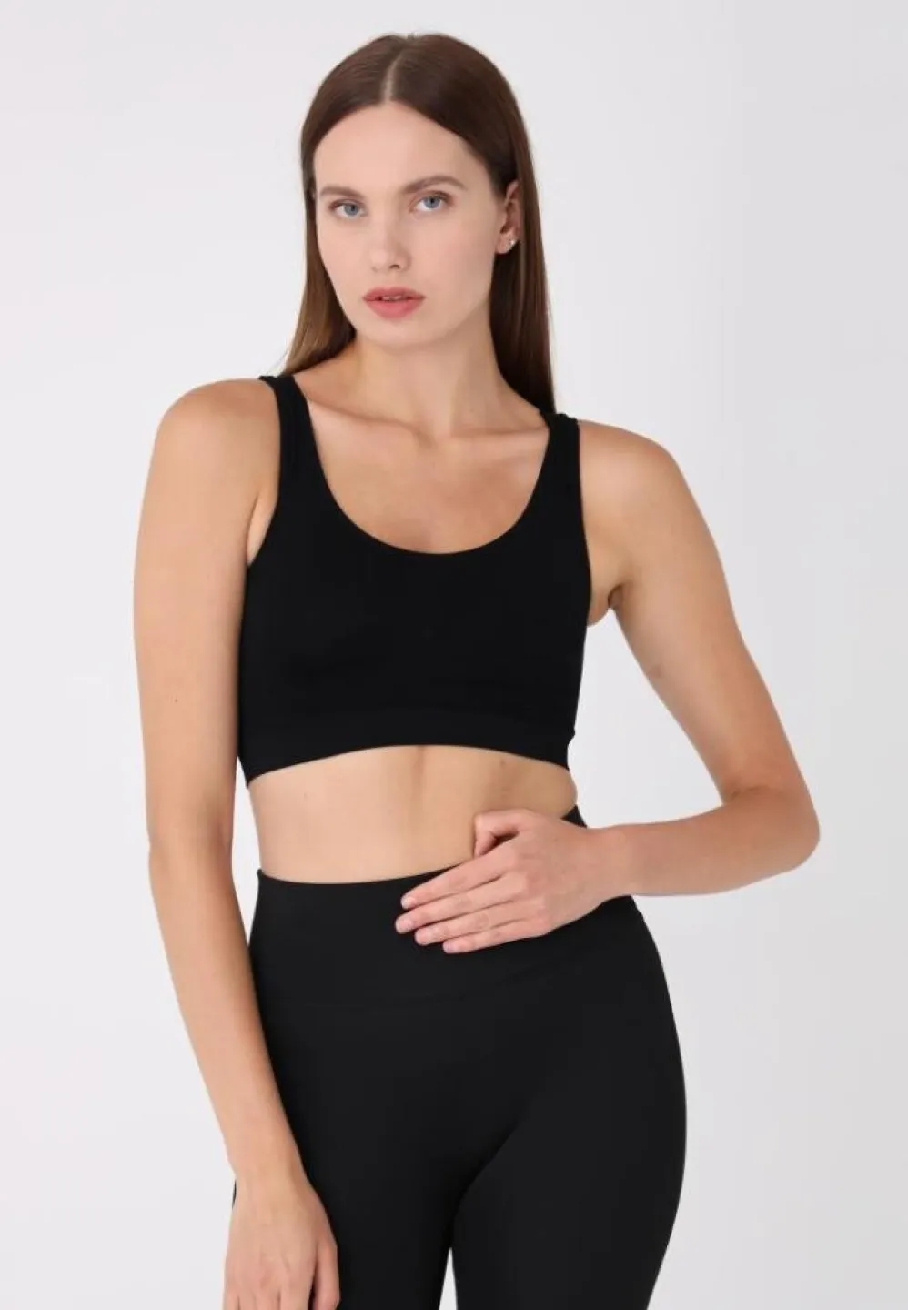 Bustieră negru pentru damă, bretele late, fără push-up - 3