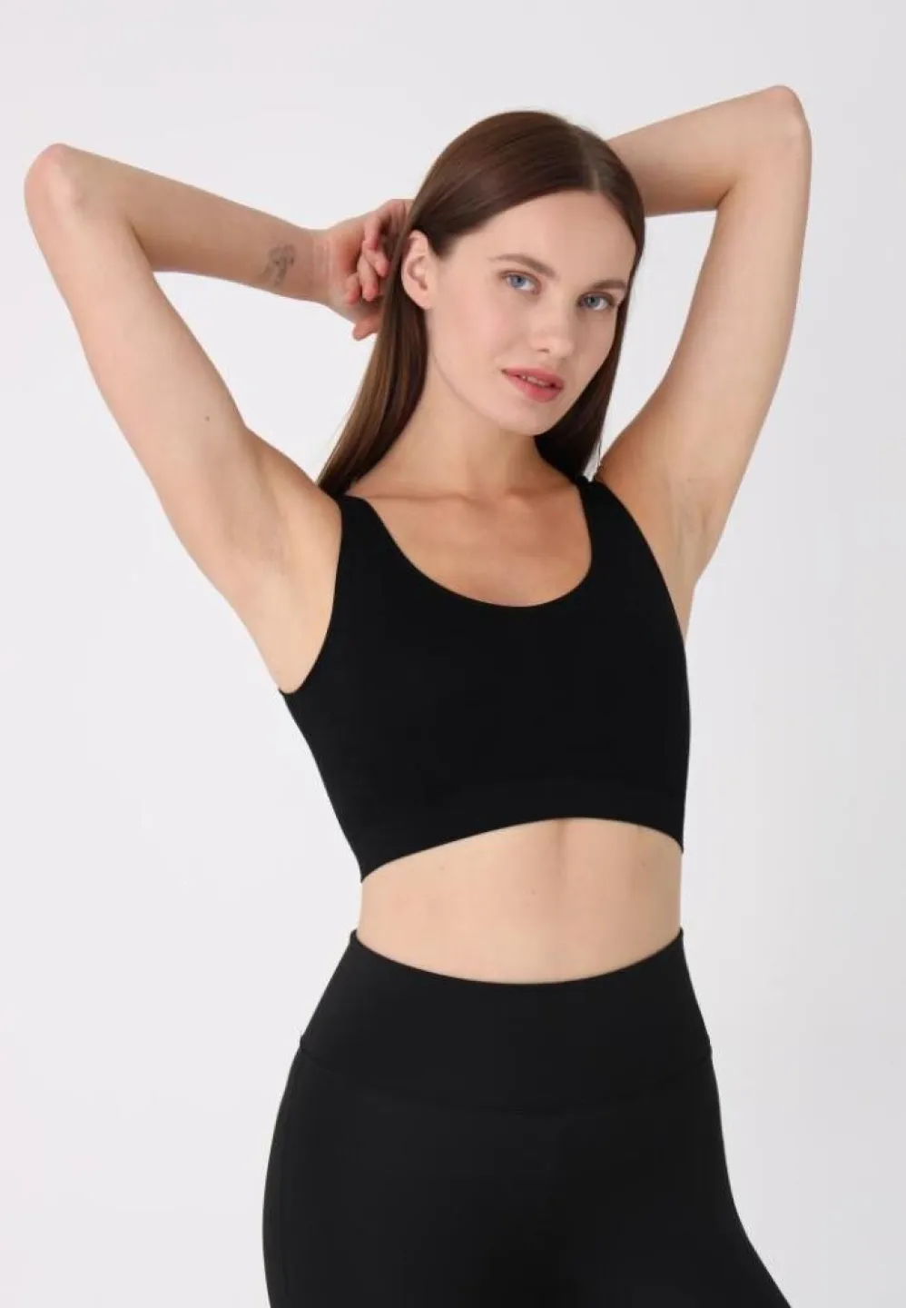 Bustieră negru pentru damă, bretele late, fără push-up - 1