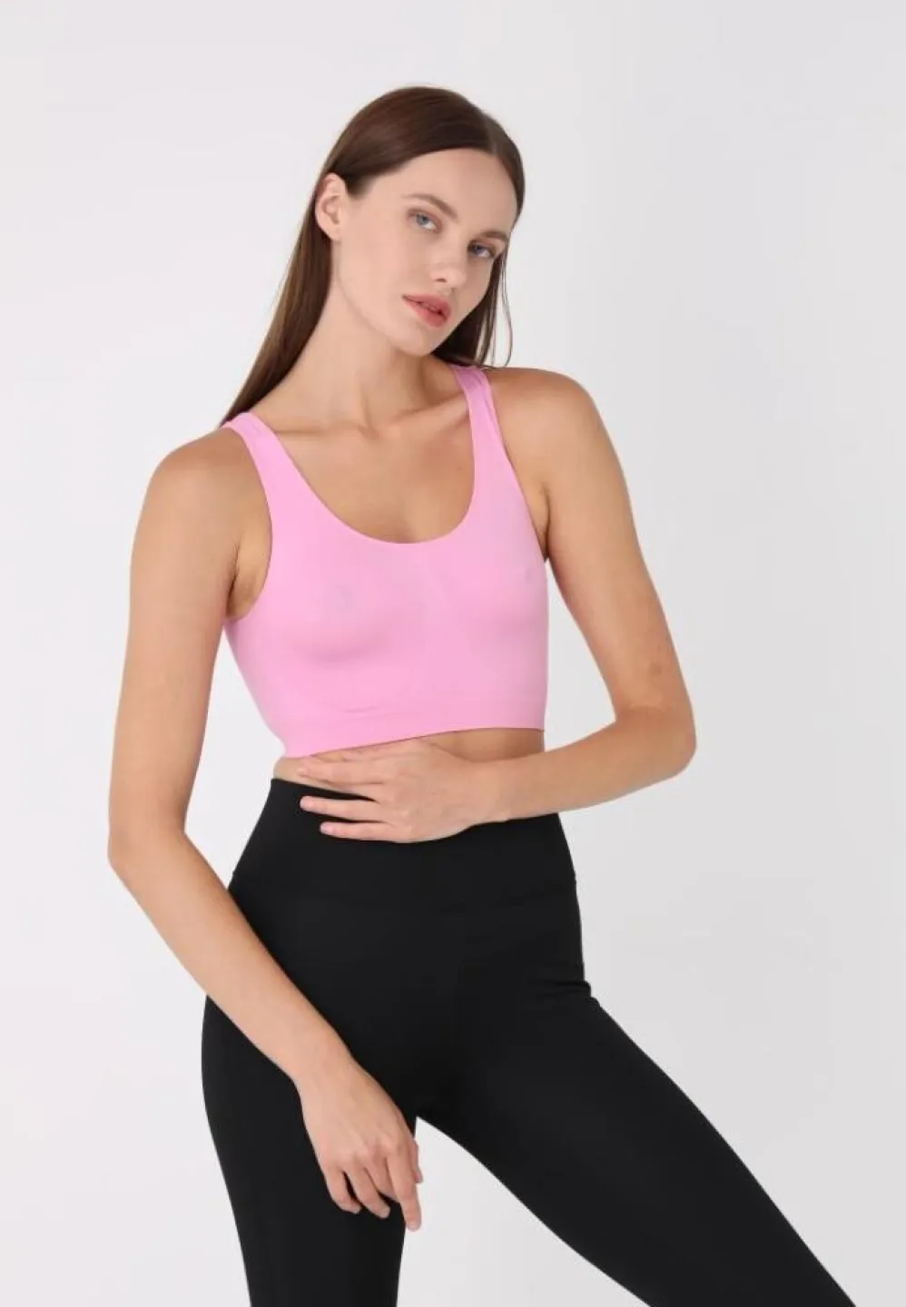 Bustieră roz pentru damă, bretele late, fără push-up - 3