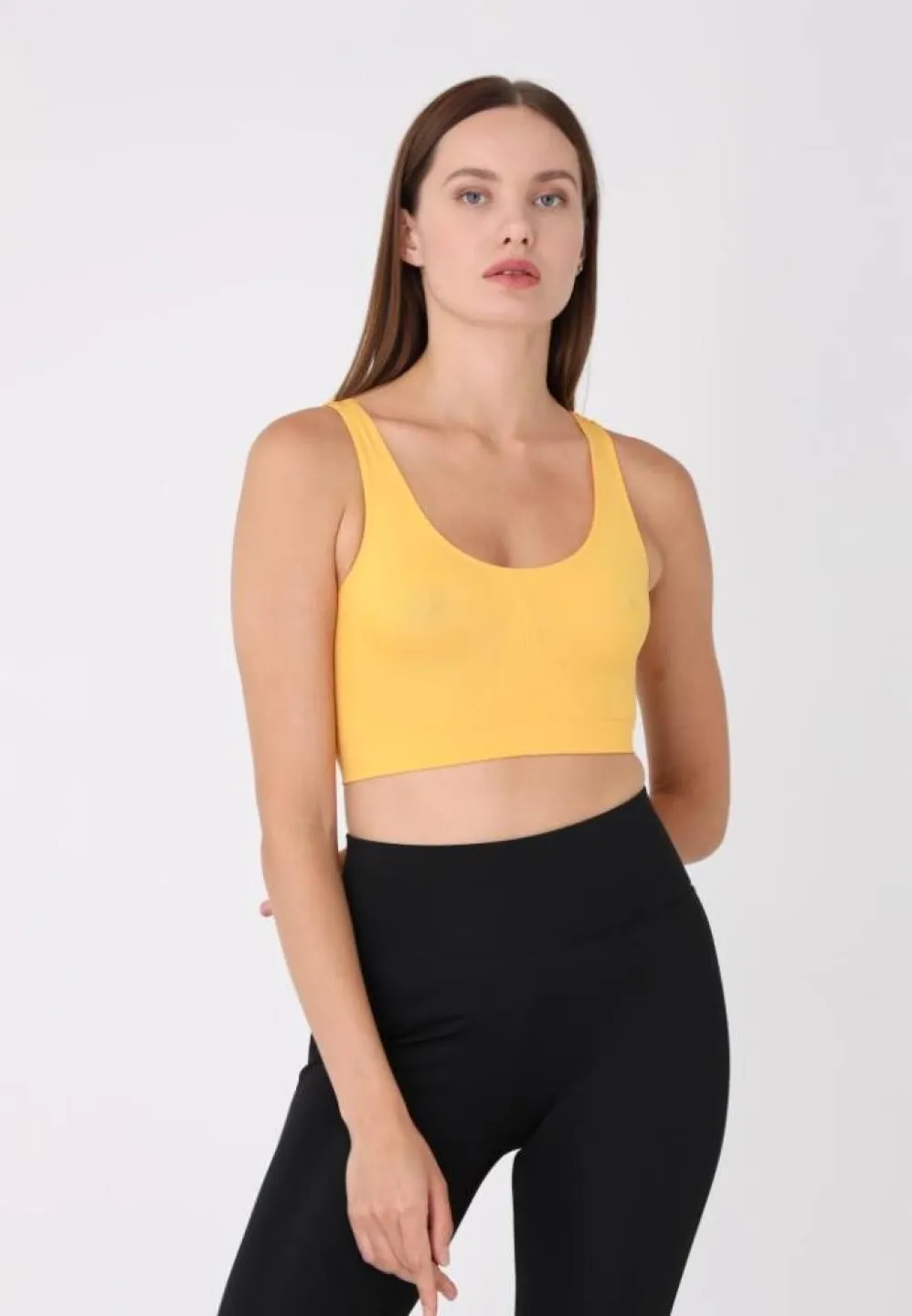 Bustieră galben pentru damă, bretele late, fără push-up - 3