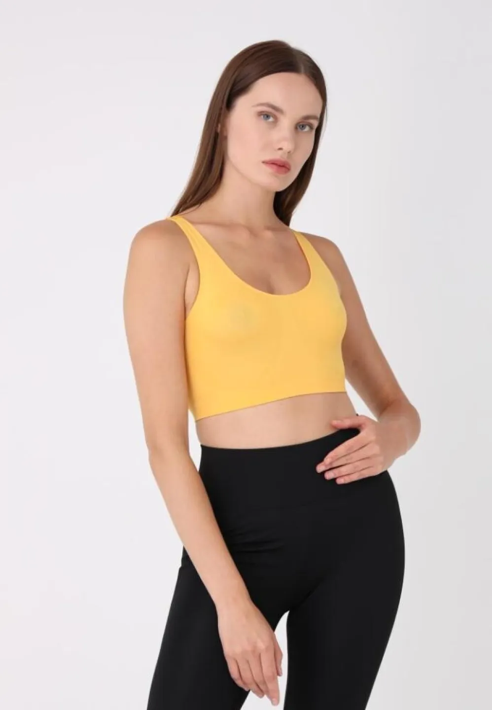 Bustieră galben pentru damă, bretele late, fără push-up - 1