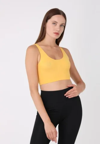 Bustieră galben pentru damă, bretele late, fără push-up