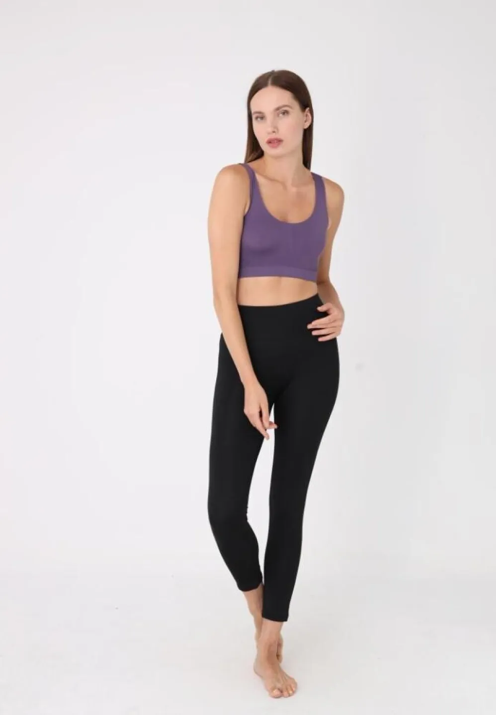 Bustieră mov pentru damă, bretele late, fără push-up - 2