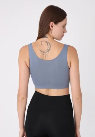 Bustieră gri pentru damă, bretele late, fără push-up hover