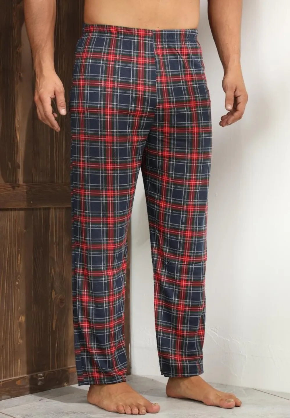 Pantalon casual bărbat Big Size, negri cu carouri și linii - 3