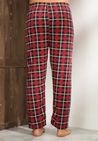 Pantalon confortabil Big Size pentru bărbați, roșii cu carouri hover