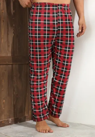Pantalon confortabil Big Size pentru bărbați, roșii cu carouri