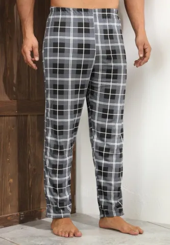 Pantalon confortabil Big Size pentru bărbați, gri cu carouri
