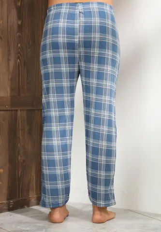 Pantalon confortabil Big Size pentru bărbați, albastru cu gri în carouri hover