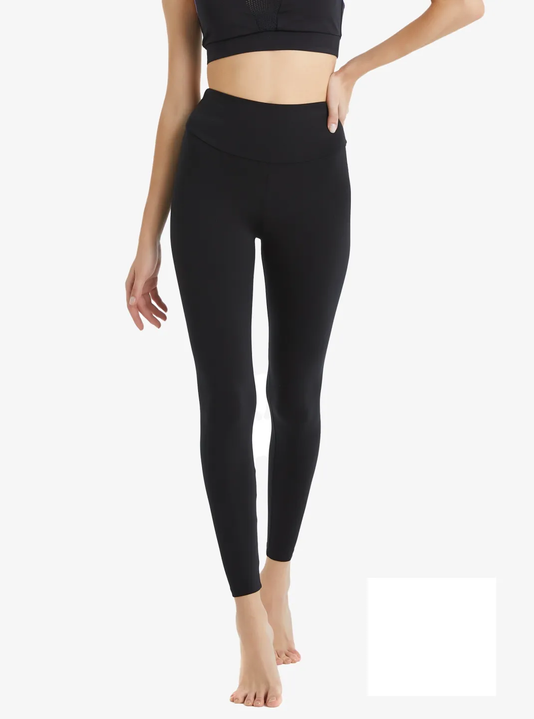 Colanți de damă din bumbac, model clasic negru. - 1