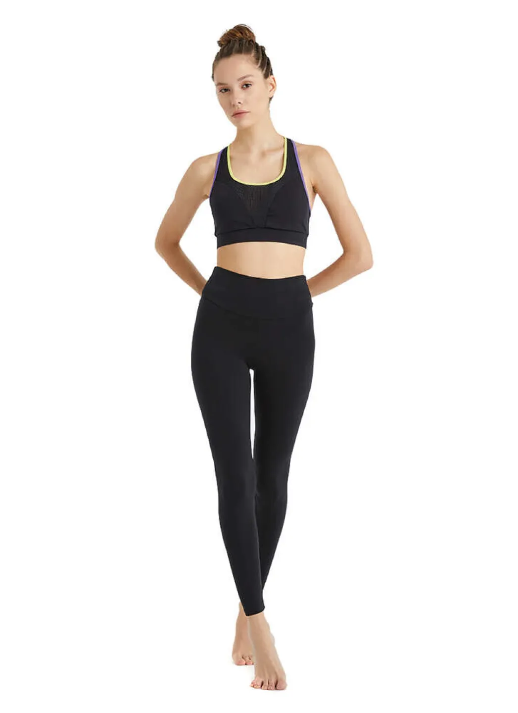 Colanți de damă din bumbac, model clasic negru. - 4
