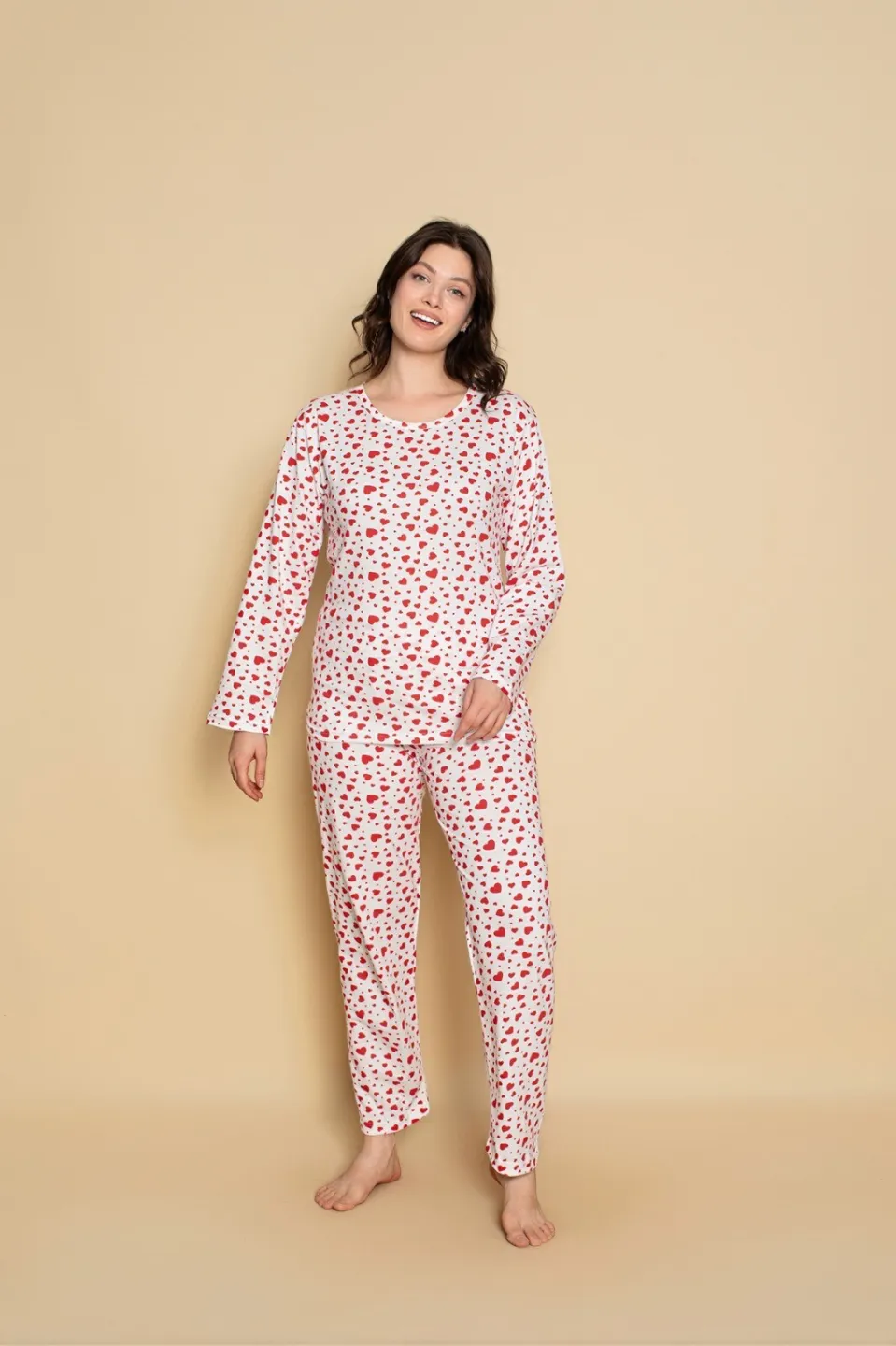 Pijama damă Cu Inimioare – Set Relaxant cu Mânecă Lungă și Pantaloni Lungi - 2