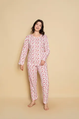 Pijama damă Cu Inimioare – Set Relaxant cu Mânecă Lungă și Pantaloni Lungi hover