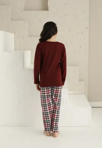 Pijama Fete, Imprimeu Princes, Mânecă Lungă si Pantaloni Lungi, bordo hover