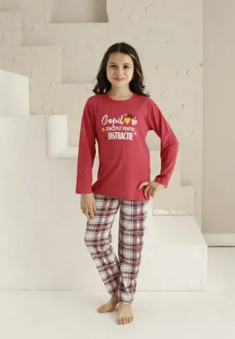 Pijama Fete, Roz, Mânecă Lungă si Pantaloni Lungi, Distracție