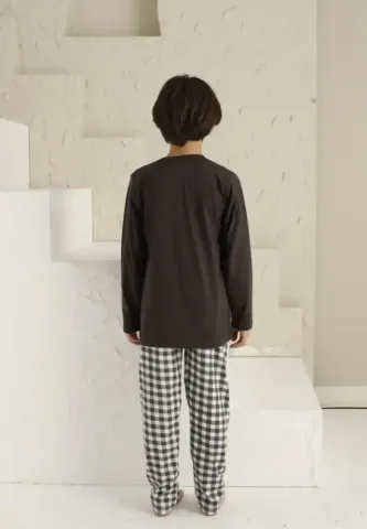 Pijama băieți, bluză cu mânecă lungă și pantaloni lungi, imprimeu Happy Children's Day hover
