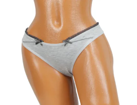 Chilot Tanga Dantelă pentru Femei – Culoare Gri cu Fundiță Delicată