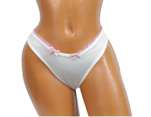 Chiloti Dama, Tanga, Dantelă și Fundiță, Alb – Stil Delicat și Confort