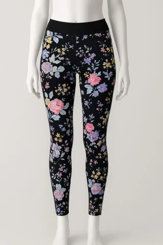 Colanți Penti pentru damă, model Flower, culoare negru