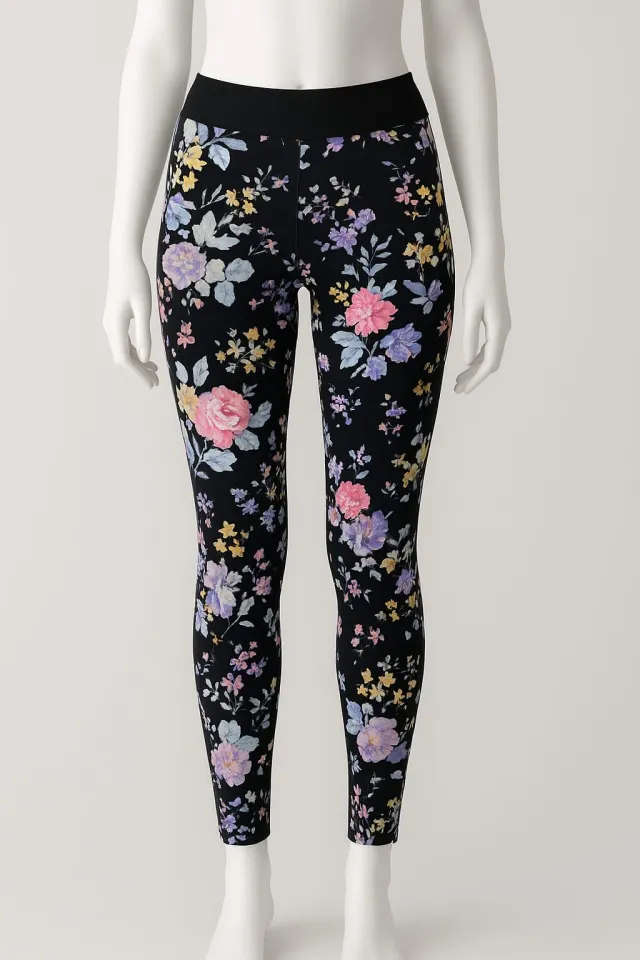 Colanți Penti pentru damă, model Flower, culoare negru