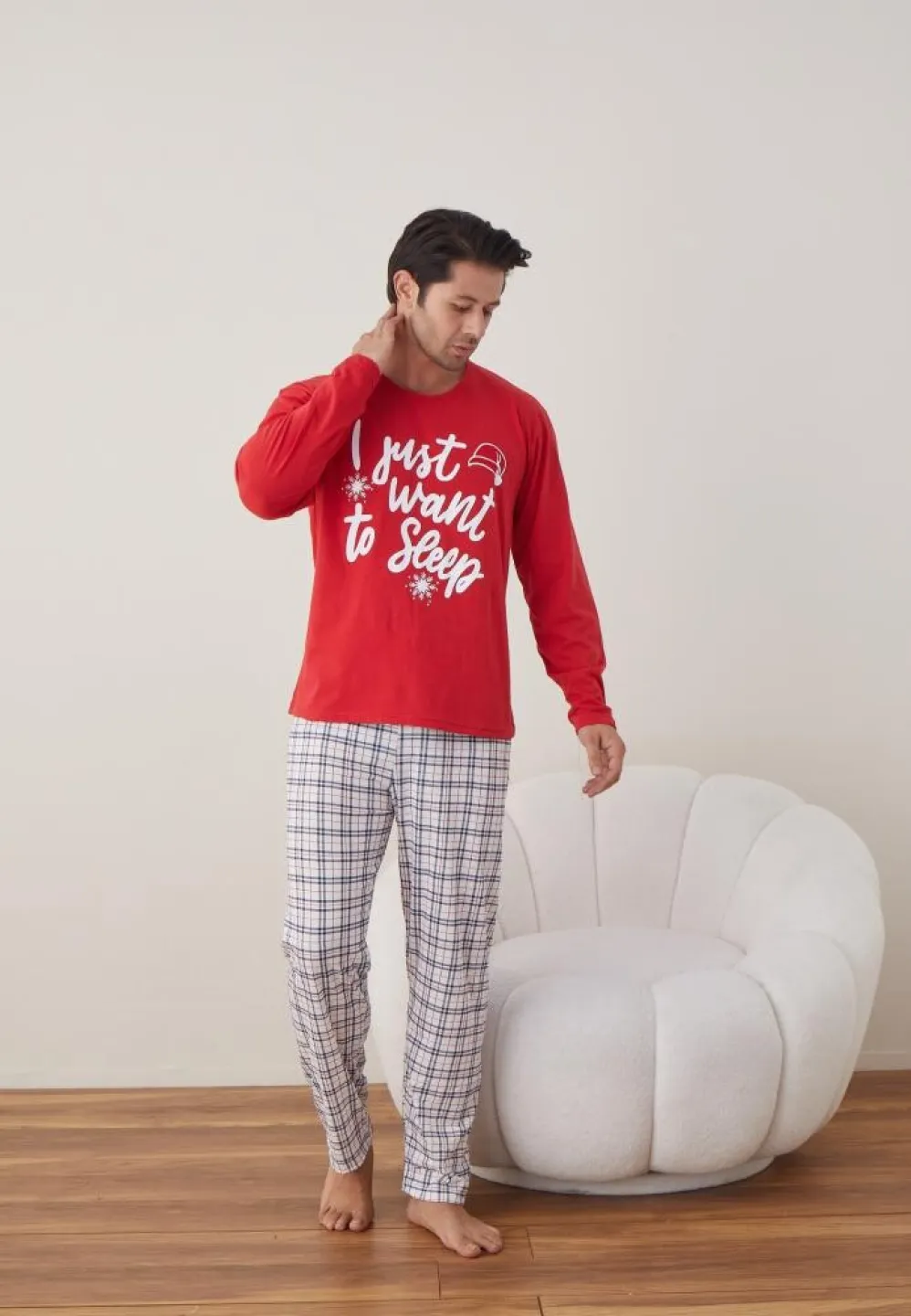 Pijama Bărbat Crăciun, Mânecă Lungă, Pantaloni Lungi, Roșu, To Sleep - 3