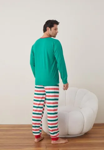 Pijama Craciun Barbat Pantaloni Lungi Maneca Lunga,Verde,What The Elf? hover