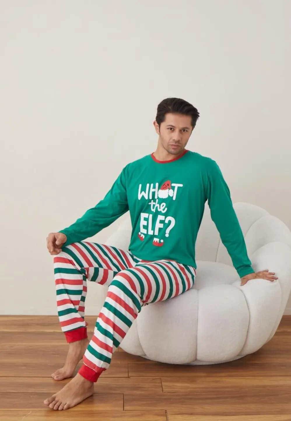 Pijama Bărbat Crăciun, Mânecă Lungă, Pantaloni Lungi, Verde, What The Elf? - 5