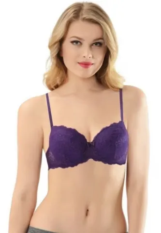Sutien cu Dantelă, Push-Up și Balene de Susținere, Mov