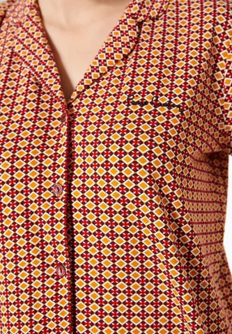 Pijama Dama Cu Carouri, Bumbac Pierre Cardin, Cămașă și Short hover