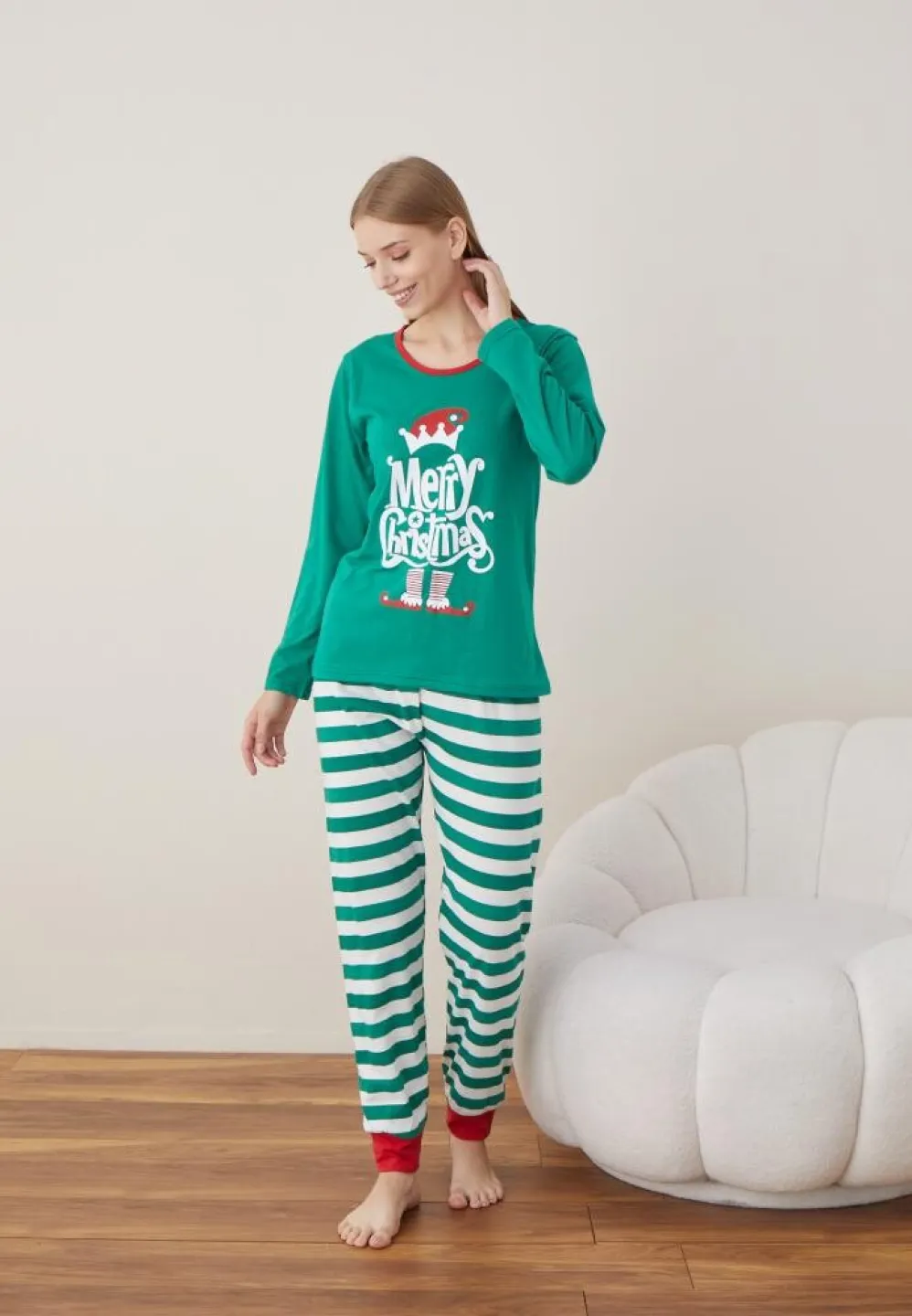 Pijama Dama Craciun Verde Maneca Lunga Pantalon Lungi Merry Christmas - 2
