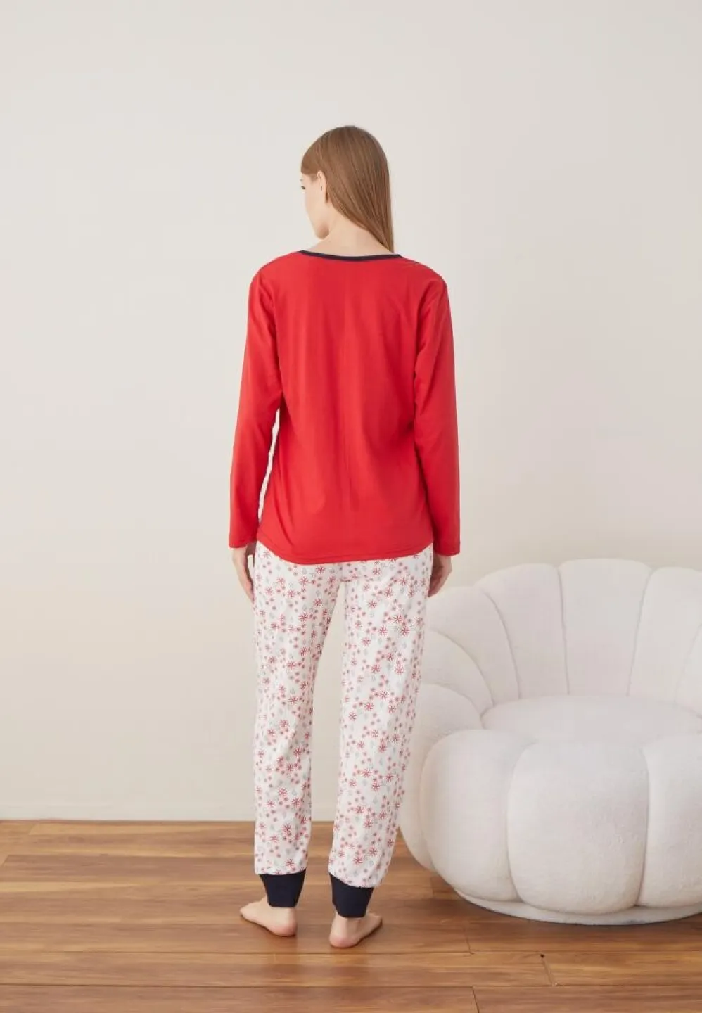 Pijama Dama Craciun Rosu Maneca Lunga Pantalon Lungi SNOW MUCH FUN - 3