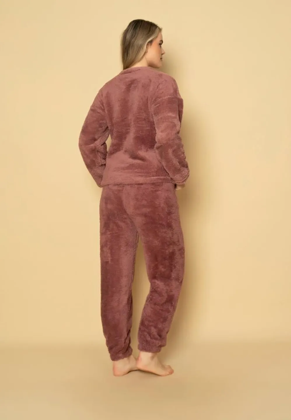 Pijama pufoasă din cocolino pentru damă – mov, model Rain and Snow - 2