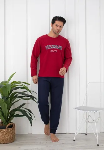 Pijama barbat polar maneca lunga pantalon lung,Bordo,Colorado hover