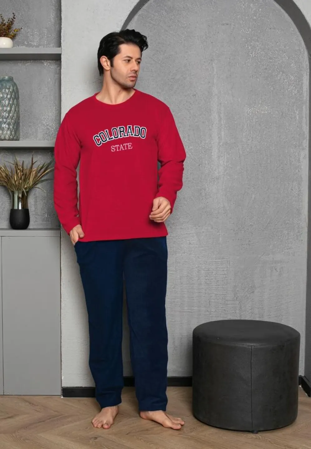 Pijama Bărbat, Bordo, Polar, Mâneca Lungă și Pantalon Lung, Colorado - 4