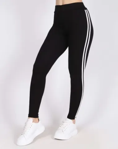 Colanți Negri Dama cu dungi duble