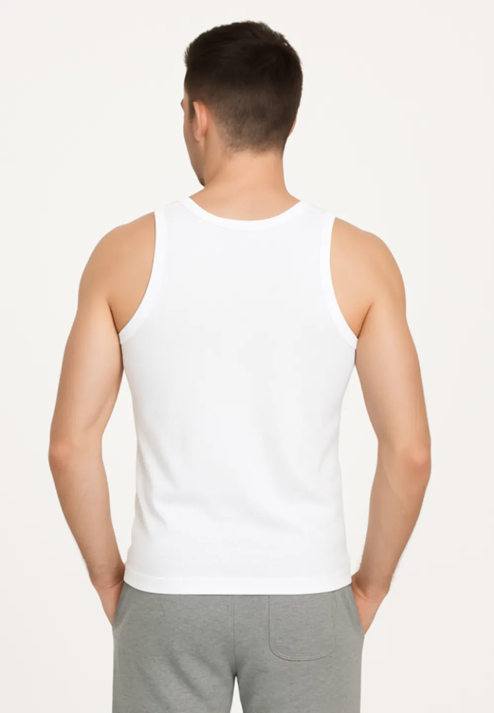 Maiou Alb Bărbați din bumbac confortabil - 2