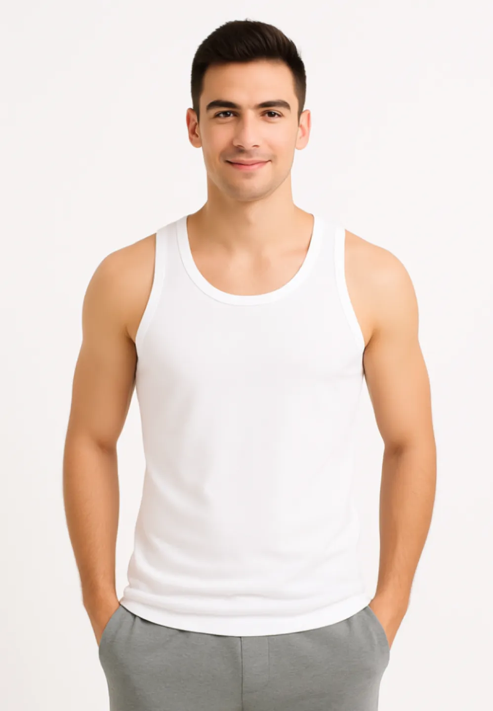 Maiou Alb Bărbați din bumbac confortabil - 1