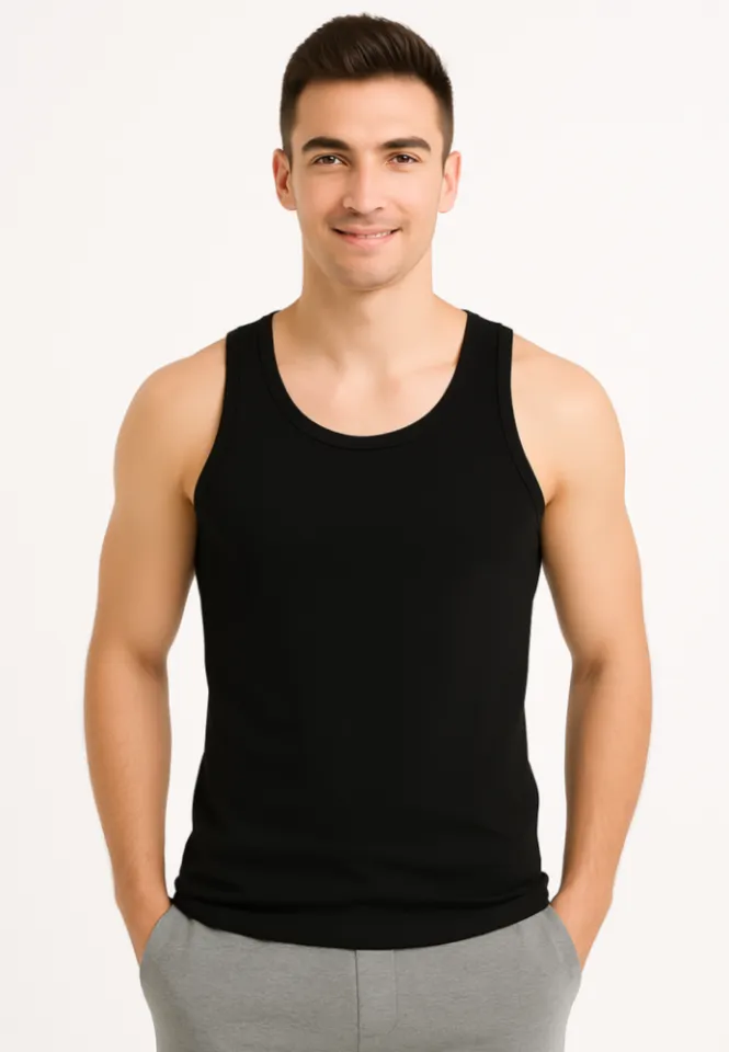 Maiou bărbați din bumbac Negru