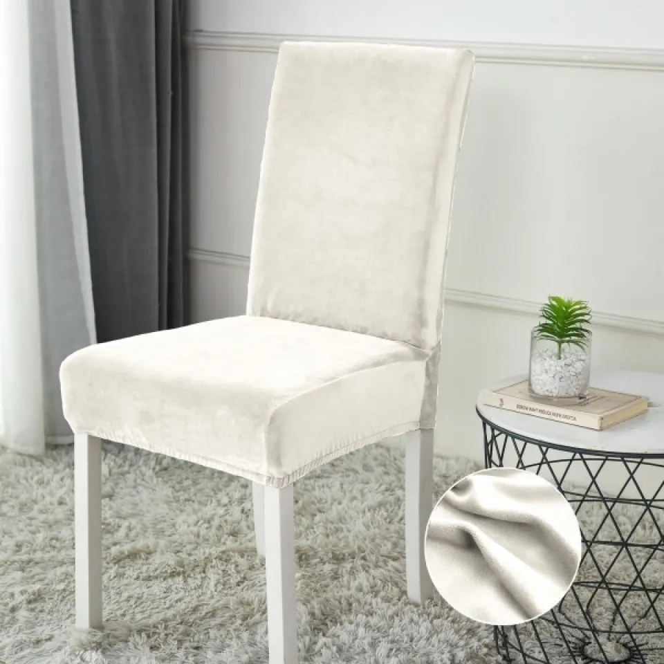 Set 6 huse scaun catifea universale, Alb