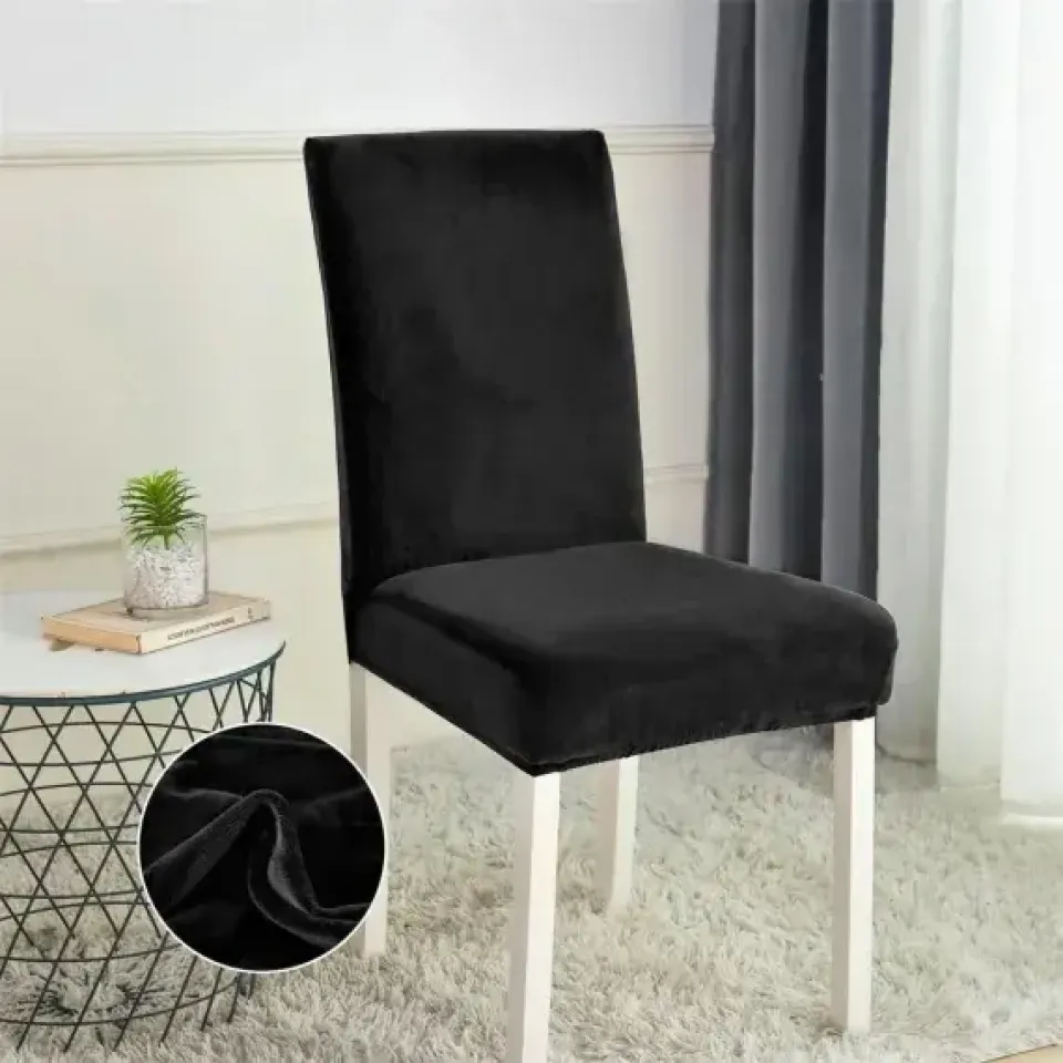 Set 6 huse scaune universale din catifea, Negru