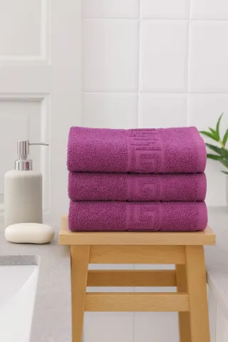 Set 3 prosoape bumbac 50×90 cm Mov 500 g