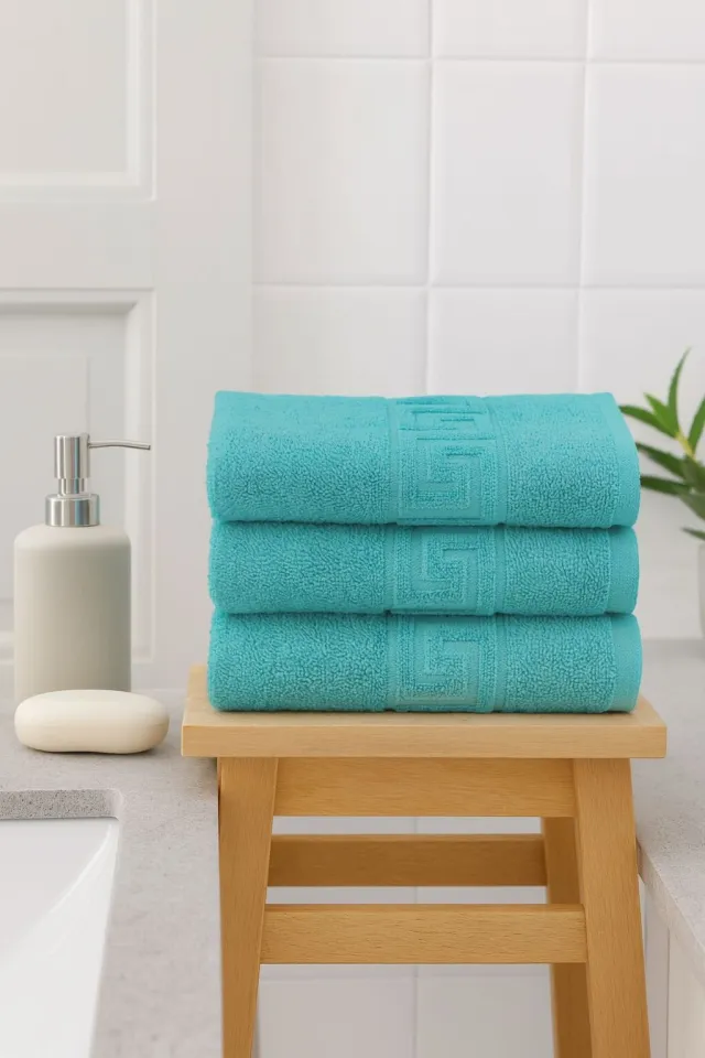 Set 3 prosoape bumbac Turcoaz 500 g 50×90 cm