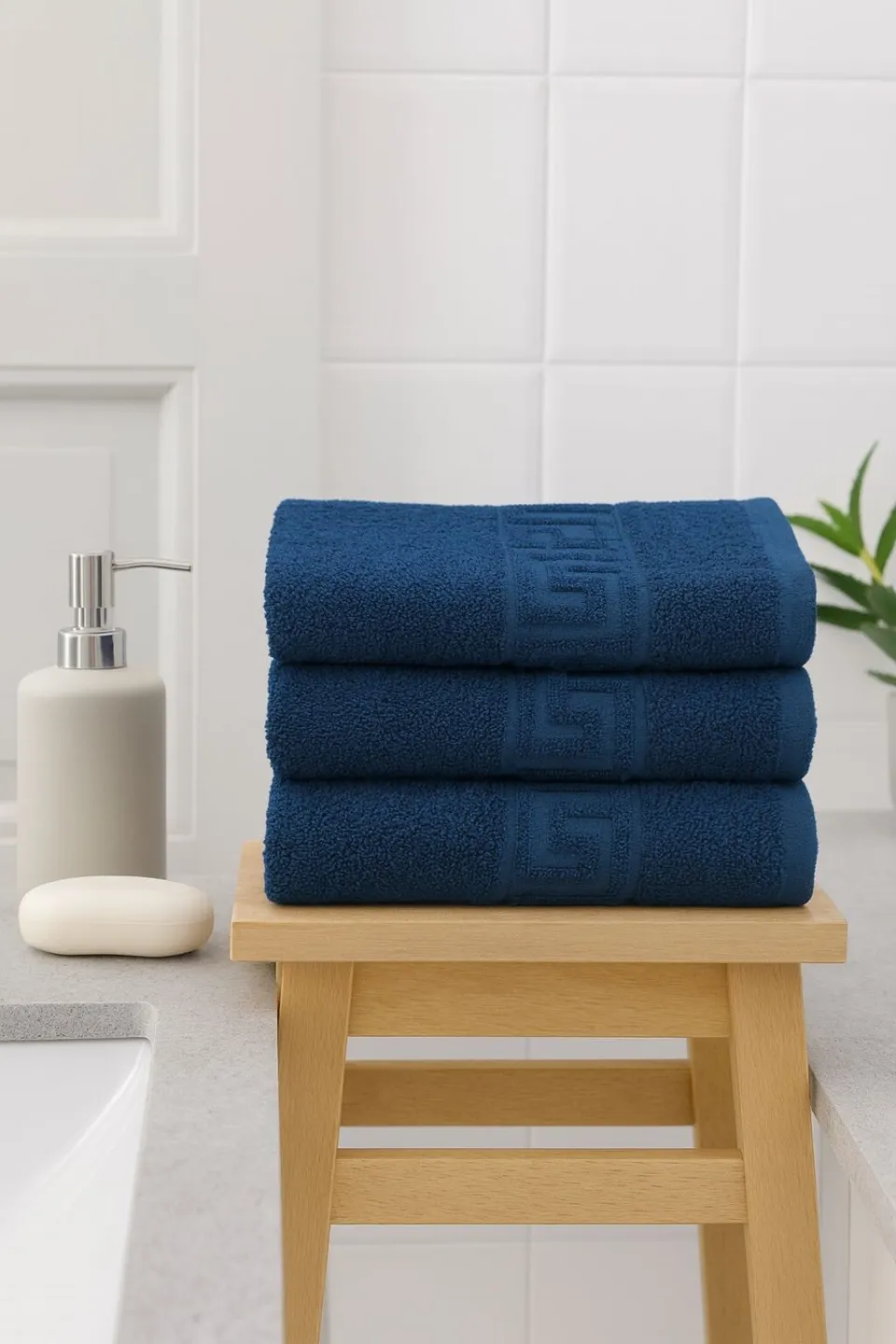 Set 3 prosoape bumbac Bleumarin 50×90 cm 500 g - 1