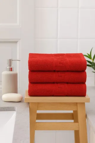 Set 3 prosoape bumbac 50×90 cm Roșu 500 g